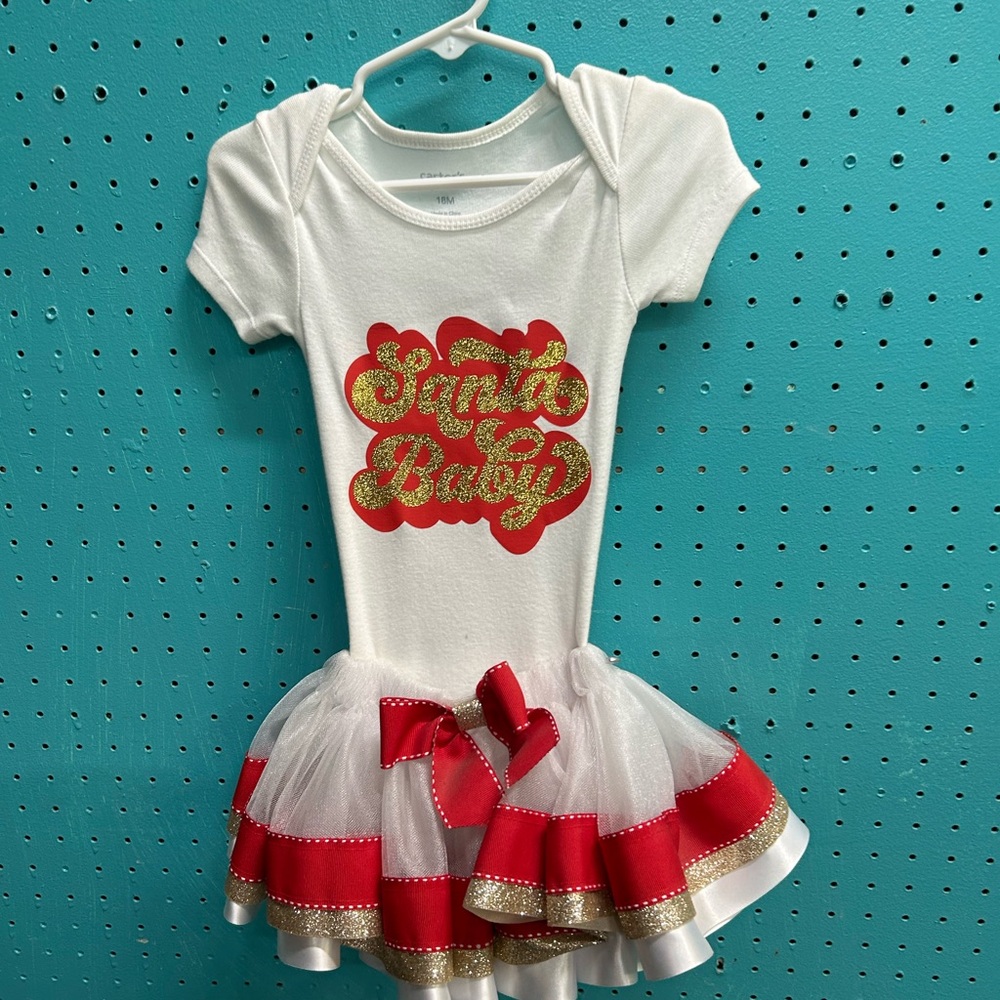 Carter's Santa Baby 2 Piece Outfit with tutu skirt 18M NWT